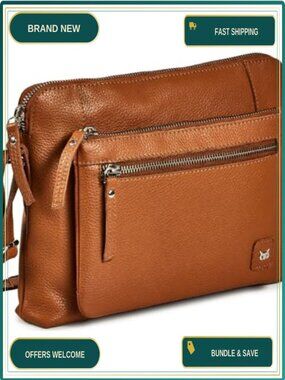 Genuine Leather Crossbody Bag Small Pebbled Sling Shoulder Handbag Adjustable
